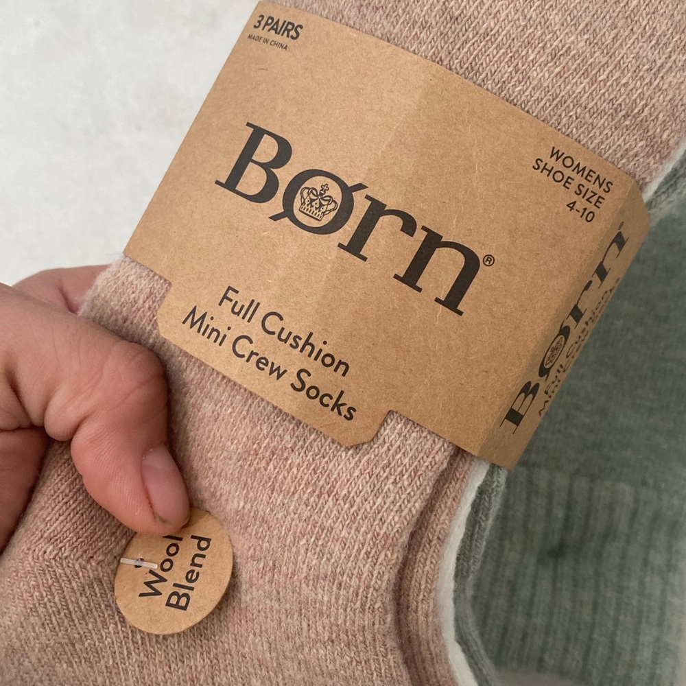 6 Pairs of Born Full Cushion Mini Crew Socks in a wool blend - Picture 4 of 5